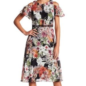 Gabby Skye Floral Cold-Shoulder Dress